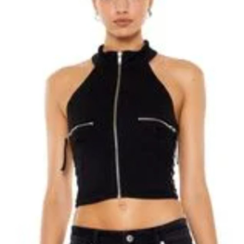 F21 black denim halter top M